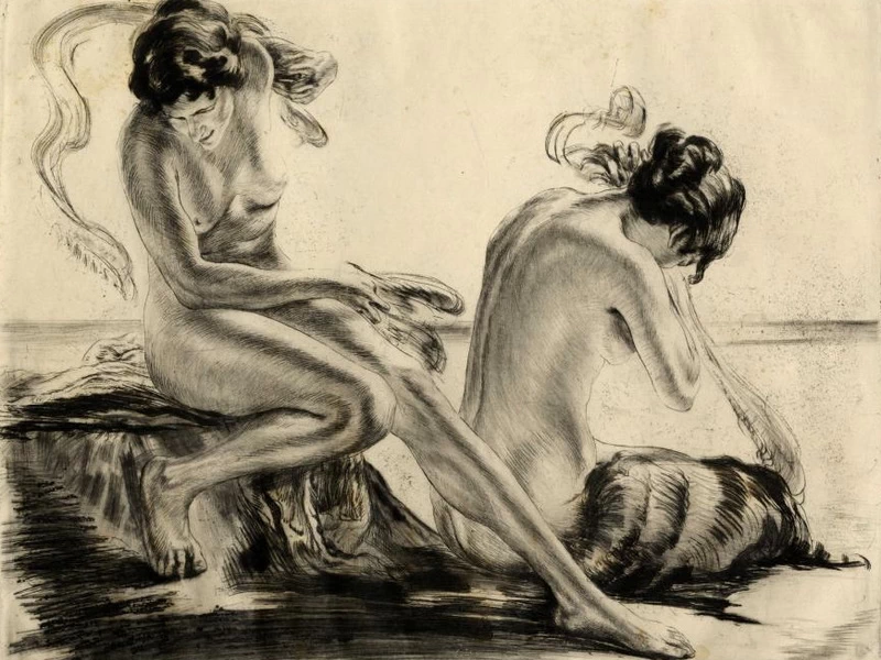 1875-Alois Kolb - Due donne sedute al mare